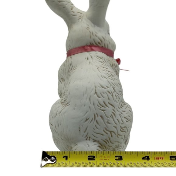 VTG Country Porcelain Bunny Rabbit With Pink Ribbon TW7353 Easter Centerpiece - Picture 10 of 11